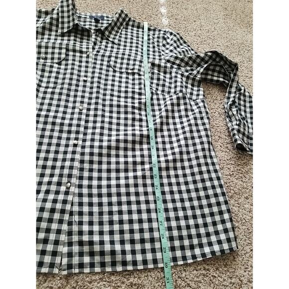 Womens Plus Chaps Blouse Shirt Size 3X Black White Plaid Cotton L/Sleeve - Picture 8 of 11